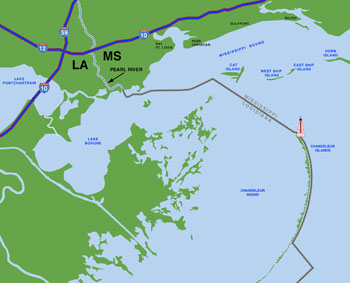 Image: Map of Chandeleur Lighthouse location.
