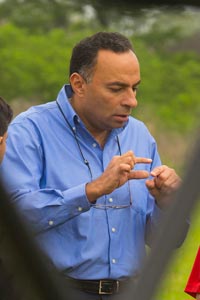 Photo: Emad Habib discussing his research.