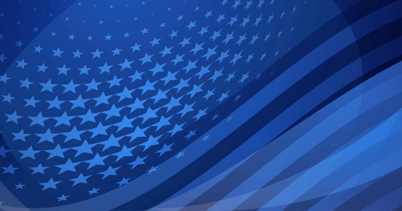 Blue website header with white stars.